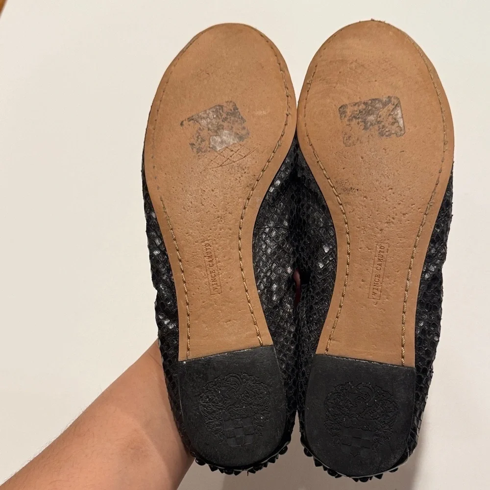 Vince Camuto Black Textured Flats with Studs